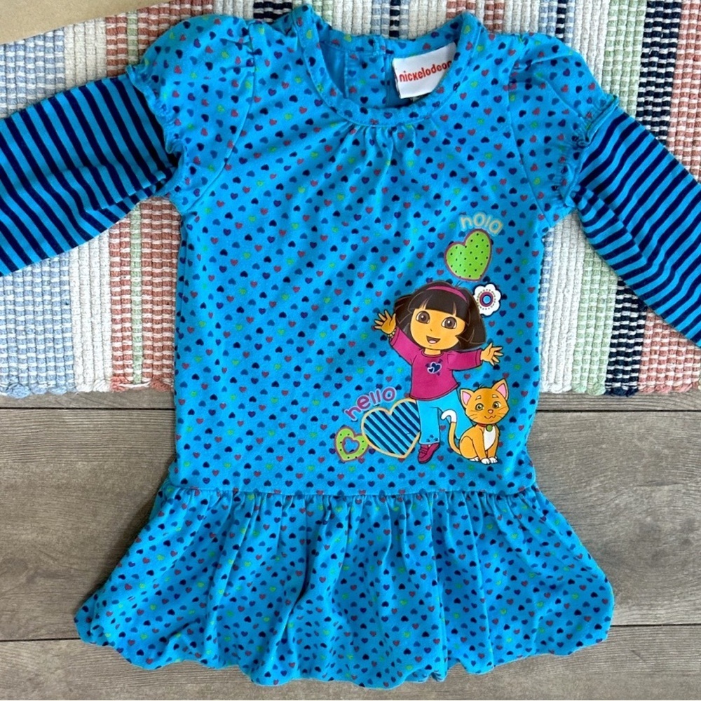 Y2K Vintage Dora the Explorer Baby Toddler Girl Long Sleeve Dress Tunic 18 Month
